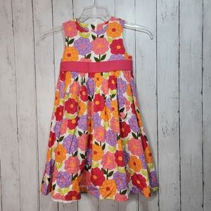 Vintage Gymboree Girl's Pretty Posies Pink Multicolor Floral Cotton Dress Size 7
